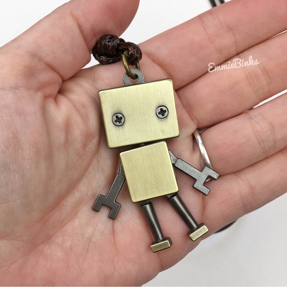 New Metal Robot 2 Sided Pendant Necklace | Unisex Rustic Robot Moving Limbs - Picture 8 of 16